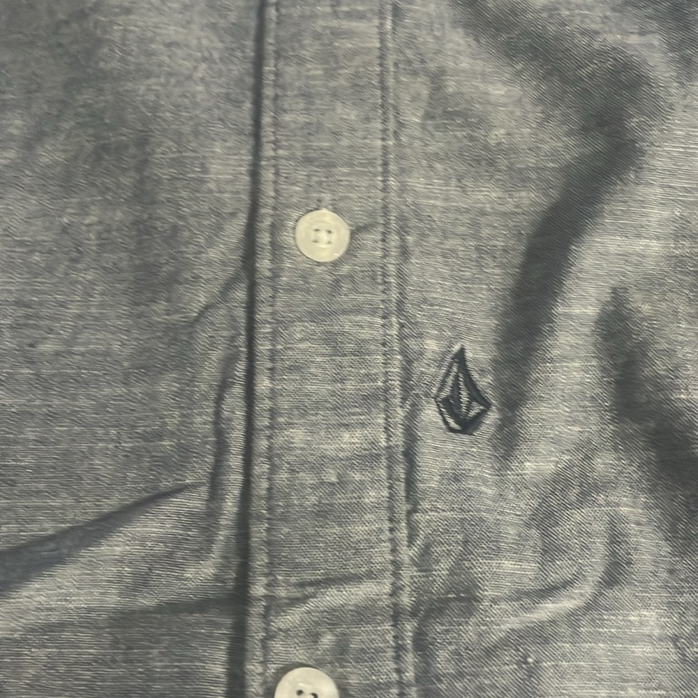 Volcom Chambray Button Down Medium Grey Size Xl - image 4